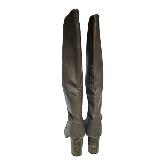 TORY BURCH Faye Olive Leather Knee High Boots - Size 6 1/2 - Picture 4 of 11